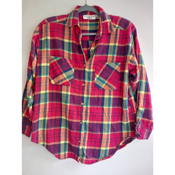 Vintage 80s Womens Warm Outdoor Fall Work Warm Sz Medium Flannel Shirt Pockets - Picture 2 of 5